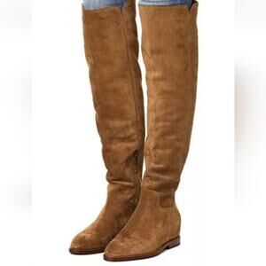 Ash Jess Tall Suede Over the Knee Hidden Wedge Boots Russet Brown -6